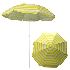 Оптовая продажа, рекламный зонт для улицы, 6 футов, портативный 170T, серебряное покрытие, полиэстер, индивидуальный логотип, складной пляжный зонт