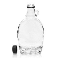 Fournisseur d'usine Bouteille en verre plat transparente pour confiture de bleuets Miel Sirop d'érable Emballage vide Forme cylindrique Bouchon à vis Cartons