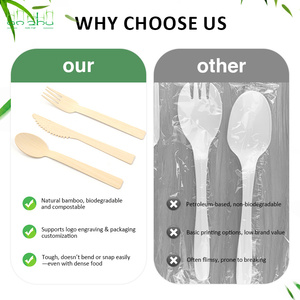 Juego de <span class=keywords><strong>Cubiertos</strong></span> Desechables de Bambú y Servilletas Pre-enrolladas, Tenedores, Cuchillos, Cucharas, Servilletas Biodegradables Envueltas para Fiestas y Bodas - Product Image 5