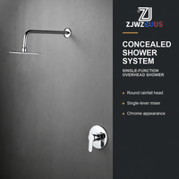 Ensemble de robinetterie de douche murale encastrée contemporaine ZJWZEUUS en chrome, mitigeur à poignée unique en laiton avec douche pluie