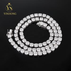 Pass elmas test buzlu Out 2mm 3mm 4mm 5mm 6.5mm 925 ayar gümüş Lab elmas Vvs Moissanite tenis kolye zinciri - Product Image 3