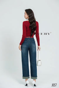 <b>Women's</b> <b>Jeans</b> Curly Straight Leg <b>Jeans</b> <b>Women</b> High-waisted Slimming Stretch Pipe Trousers For Sale - Product Image 5