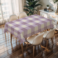 Nappe en tissu tissé à carreaux gingham rose, orange, jaune, beige, avec support en PVC+PU, imperméable, anti-taches, facile à nettoyer, épaisseur 0,5 mm