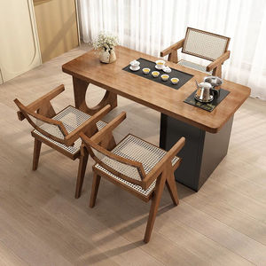 Chinese Style Solid Wood Tea Table Set With Chair And Stools Modern Small Apartment Balcony Leisure Tea <b>Desk</b> - Product Image 2
