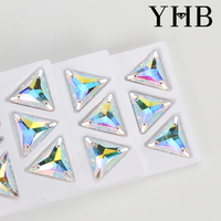 YHB 5A verre haute qualité Triangle cristal AB pierres à coudre Flatback coudre sur strass pour vêtement vêtements sacs robes de mariée
