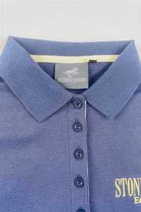 Promocional de talla grande para mujer de manga corta transpirable de punto informal para camisas con bordado uniforme de oficina azul - Product Image 4