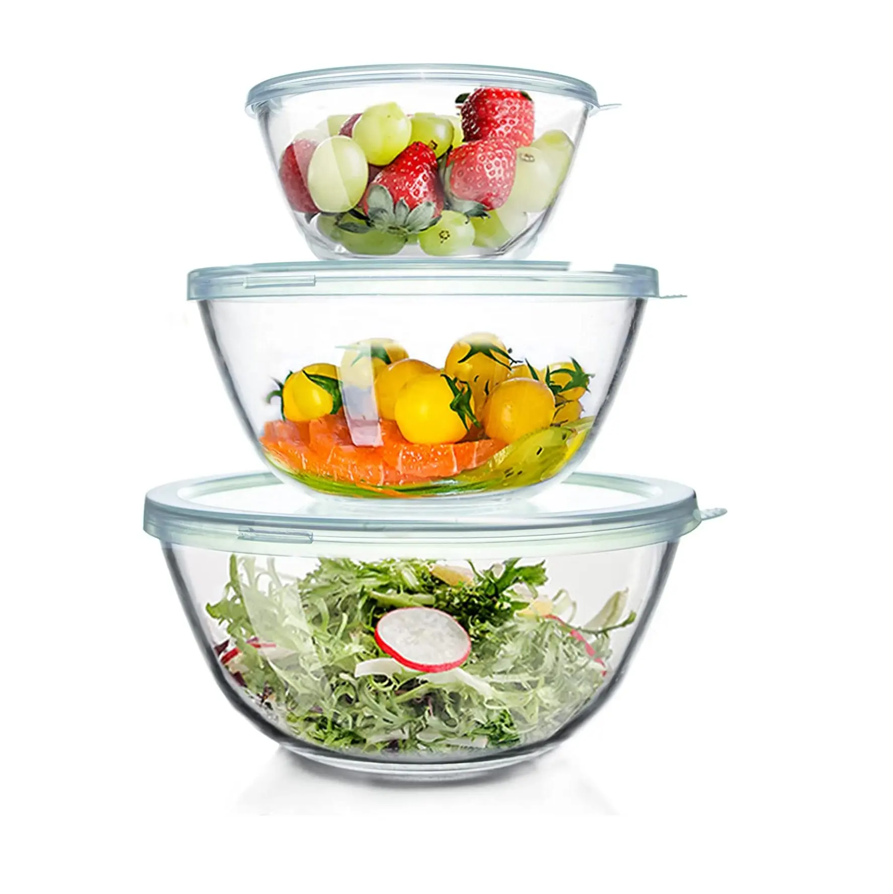 Glass Mixing Bowls with Lids Round Glass Serving Bowls for Cooking,Baking,Prepping,Dishwasher Safe