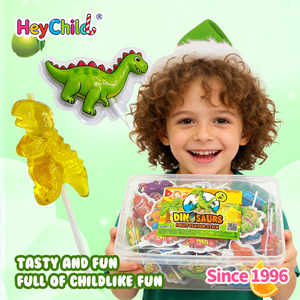 Sucettes Gélifiées en Gros Personnalisées Marque Privée Dinosaures Amusants Dessins Animés Fruitées Bâtonnets à Mâcher Colorés Collation Adaptée aux Enfants Sans - Product Image 3
