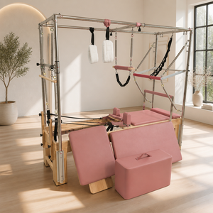 Massives Eichenholz 3-in-1 Pilates Cadillac Reformer mit externer Fußstange, Edelstahl-Baldachinbett für professionelle Fitness-Studios - Product Image 1