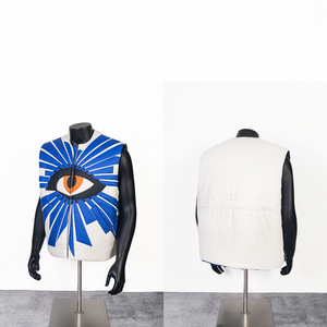 High Quality Eye Print Sleeveless White Zipper Jack Cotton Padded Clothes Down <strong>Jacket</strong> Body Warmer Coat Vest Men - Product Image 2