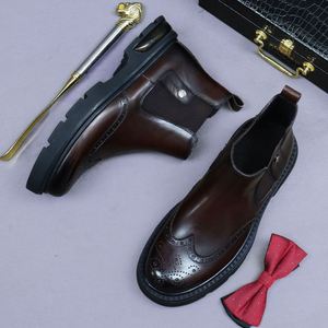 Bottes en cuir de style anglais pour homme, fabriquées en cuir véritable de haute qualité, chaussures décontractées adaptées à toutes les occasions - Product Image 5