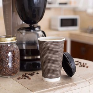 Insulated Ripple Double-Walled Paper <strong>Cup</strong> with Lid Coffee Tea <strong>Hot</strong> <strong>Chocolate</strong> Drinks Paper <strong>Cup</strong> - Product Image 3