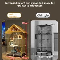 Grande cage villa triple niveau pour écureuils, avec plateforme en maille d'acier inoxydable renforcée, design rectangulaire, idéale pour les chinchillas