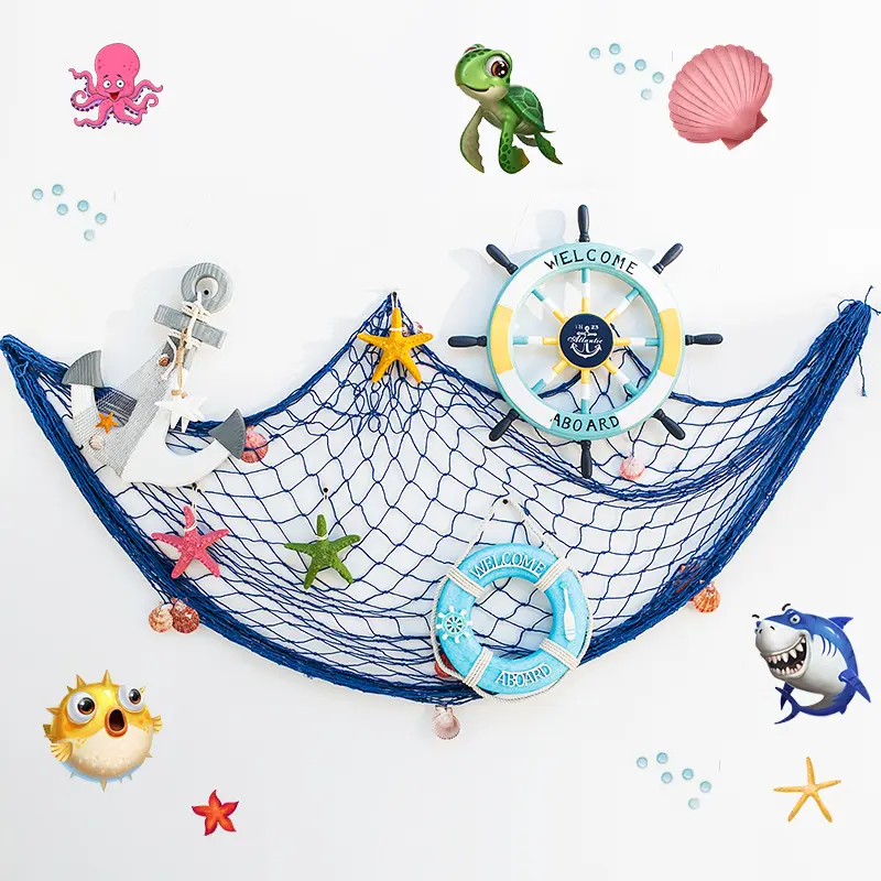 Mediterranean Style Cotton DIY Decorative Fishing Net Fishnet Wall Decoration
