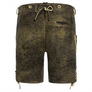 Men's Lederhosen Shorts High Waist Embroidered <b>Animal</b> <b>Pattern</b> Button Fly Vintage Breathable Casual Trachten Bavarian - Product Image 2