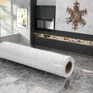 ORON DECO Autocollant mural en marbre auto-adhésif personnalisé, <span class=keywords><strong>papier</strong></span> <span class=keywords><strong>peint</strong></span> vinyle brillant blanc granit <span class=keywords><strong>terrazzo</strong></span>, imperméable pour la maison moderne - Product Image 3
