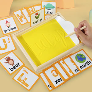 Pintura con Arena, Tablero de Escritura para Niños, Juguete Educativo de Madera para Rascar con Arena, Educación Temprana, Aprendizaje del Inglés para Niños Pequeños - Product Image 2