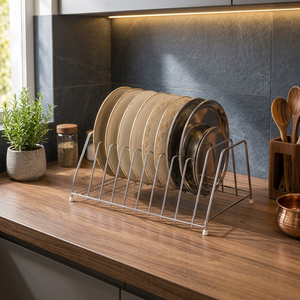 Rectangular Metal Dish <b>Rack</b> Single Tier Standing Type Rust Resistant Kitchen Storage Holder Minimalist Style - Product Image 6