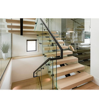 Marches d'extérieur droits, jouet de conception moderne, en acier, pour l'intérieur ou l'extérieur, avec balustrade en verre trempé, offre spéciale