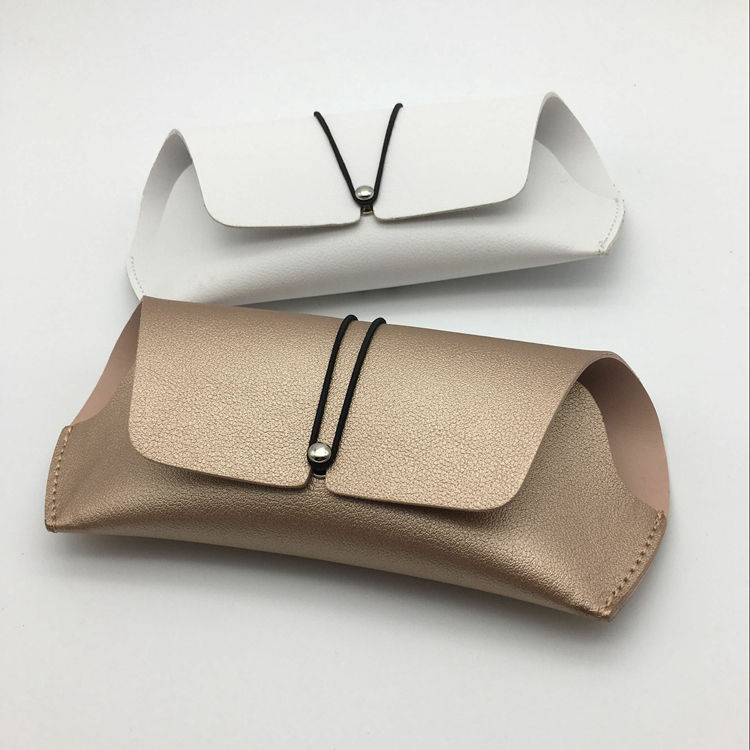 Étui de lunettes en cuir souple, pochette pliable avec Logo