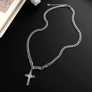 Collier Croix Ankh en Acier Inoxydable avec Micro-Incrustations de Strass, Style Hip-Hop, Pendentif Croix pour Homme, Bijoux, Vente Chaude Y104 - Product Image 2
