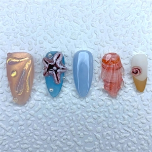 Nouvelles Idées de Produits : <span class=keywords><strong>Faux</strong></span> <span class=keywords><strong>Ongles</strong></span> à Presser en Acrylique 3D Fleur, Forme Amande Moyenne, Rose Kawaii, 10 Pièces, Faits Main, Manucure Longue Amande - Product Image 4