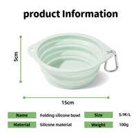 Bol pour animaux de compagnie pliable en silicone imperméable à l'eau avec logo personnalisé, motif solide, pour reptiles - Bol pliable portable pour boire et manger en extérieur