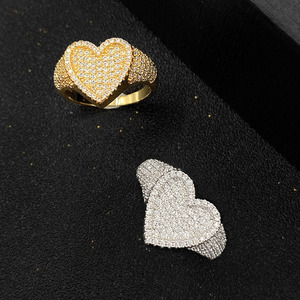 New Fashion 18K Gold Plated <b>Iced</b> Out Cubic Zircon Heart <b>Ring</b> for Women - Product Image 6