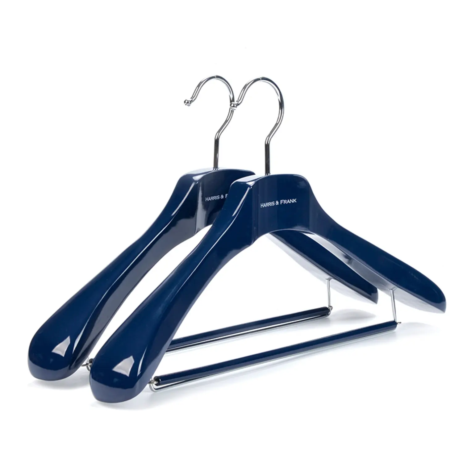 Deluxe Navy Blue Brand Logo Wooden Suit Coat customization Hanger