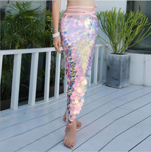 Magnifique robe de danse orientale sirène à sequins ovales, sexy pour femmes, longue écharpe de hanche - Product Image 6