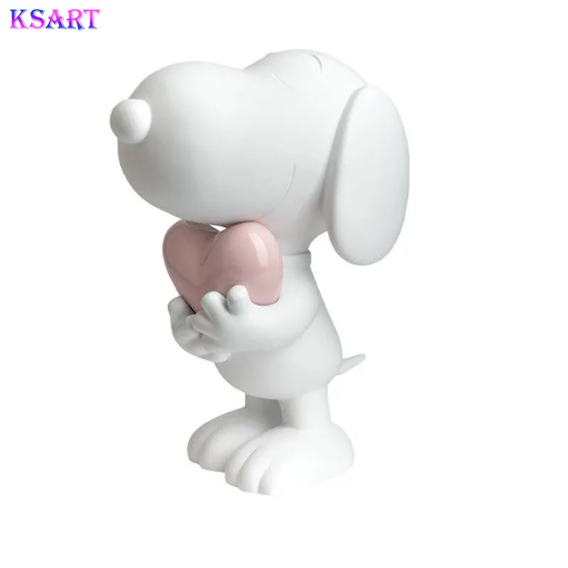 Aanpasbaar Modern Ontwerp Cartoon Hars Sculptuur Snoopy Pop Levensgrote Glasvezel Hond Sculptuur Creatieve Cartoon Anime Thema