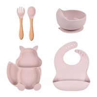 Ensemble d'assiettes en silicone en forme d'écureuil pour bébé, qualité alimentaire, sans BPA, anti-fuite, écologiques, compatibles micro-ondes, pour repas des enfants