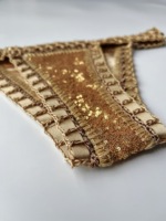 Handgemaakte gehaakte bikini set met bronzen pailletten OEM ODM groothandel fabrikant op maat gemaakte driehoekige badkleding voor merken