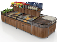 Staal houten fruit- en groentepresentatierek, schap, standaard, productenrek, tafel voor supermarkt
