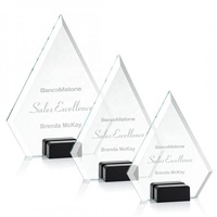 Placa de cristal con grabado personalizado, recuerdo de recompensa anual de empresa, trofeo, Base amarilla a granel