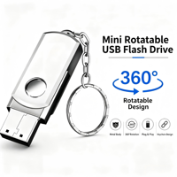 Memoria USB Metálica Giratoria de 1GB 2GB 4GB 8GB 2.0, Pendrive Dorado de 16GB 32GB 64GB 3.0 con Llavero y Grabado Láser Gratuito