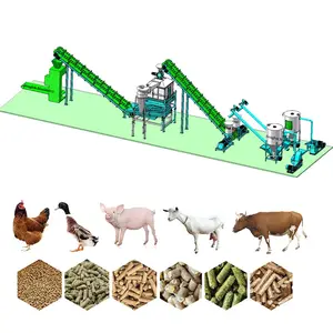 200~500kg/H Small Production Line For Animal Feed Pellet Mill For Chicken Cattle Rabbit Pig Feed Processing Plant