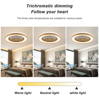 Ventilateur de plafond moderne avec lumière pour chambre à coucher, ventilateur de plafond intelligent blanc de 20 pouces avec lumière LED et télécommande
