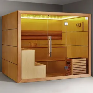 Holzsauna-Zimmer Harvia Saunaofen 5 moderne Fichte Massivholz Gua Luxusausausrüstung Online-Technischer Support Trockendampf 9 kW