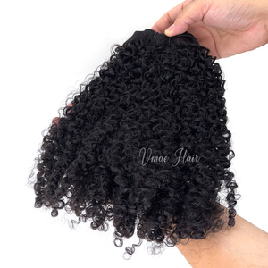 Extensioni di <span class=keywords><strong>Capelli</strong></span> Umani Vergini Naturali Afro Kinky Curly Tipo 4 Cambogiani, Morbidi, con Cuticole Allineate, Senza Perdita di <span class=keywords><strong>Capelli</strong></span>, Doppia Trama a Macchina - Product Image 6