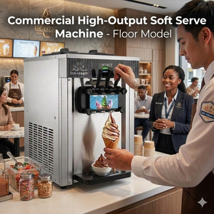 Macchina per Gelato Soft Serve a 3 Gusti in Offerta, Gelatiera Automatica Commerciale in Acciaio Inox per Gelaterie - Product Image 1