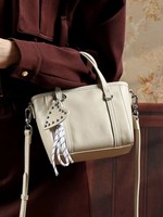 Tas Tote Wanita Dekorasi Kristal Minimalis, Tas Tangan Selempang Bahu Serbaguna Kulit Sapi Asli Lecynbay