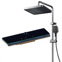 Conjunto de Ducha Digital de Pared con Pantalla Digital, Control de Teclas Tipo Piano, 4 Modos de Rociado y Luz Ambiental LED