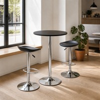 Table de bar ronde moderne, hauteur réglable, base chromée, plateau noir, table de cocktail pour café, restaurant, bar à domicile