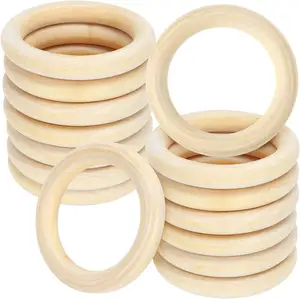 Anillos de madera maciza natural de 4 pulgadas para manualidades DIY sin pintura, anillos de madera de macramé para anillo colgante y conectores fabricación de joyas
