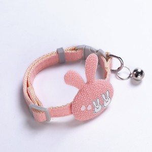 Lindo estilo cartón suave gato <span class=keywords><strong>Collar</strong></span> sólido poliéster correa para mascotas con campana elegante patrón sólido - Product Image 2