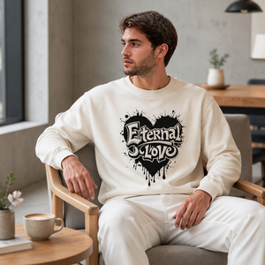 Men's <b>Crewneck</b> Sweatshirt Custom Front Print Soft Fabric Ribbed Cuff Casual Wear - Product Image 5