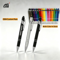 Stylo bille métallique personnalisé OEM ODM avec logo, stylet capacitif, pointe en caoutchouc doux au toucher, impression UV, gravure laser, usine avec 20 ans d'expérience