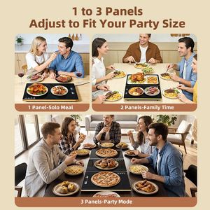 Module de chauffe-plat électrique portable à <span class=keywords><strong>quatre</strong></span> plaques chauffantes, modè<span class=keywords><strong>le</strong></span> à assemblage par collage de verre, pour maintien au chaud des aliments - Product Image 3