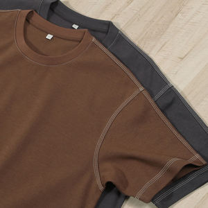 T-shirt unisexe en coton 100% de qualité supérieure T-shirt basique de couleur unie à col rond classique - Product Image 2